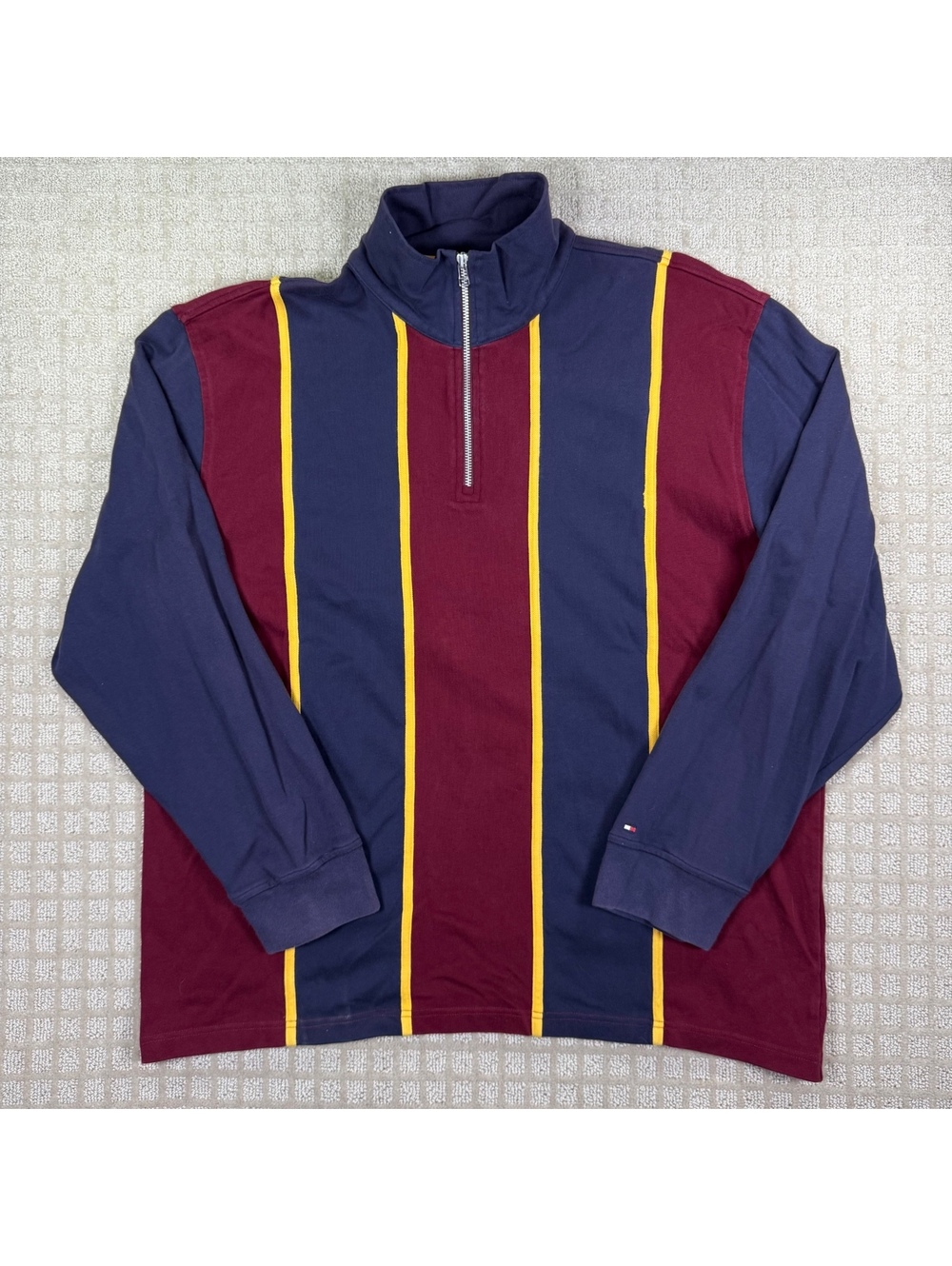 Tommy Hilfiger striped quarter zip sweatshirt XL